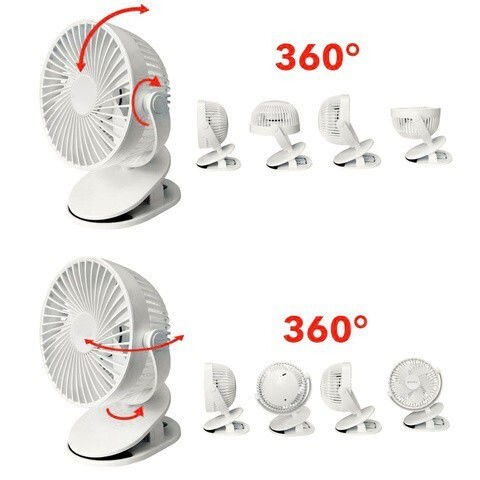 Ventilator De Birou Wireless Zola 3 Niveluri De Viteză Mod Val 5 W Rotire 360° Montare Cu Clip Cablu Usb Reîncărcabil Alb
