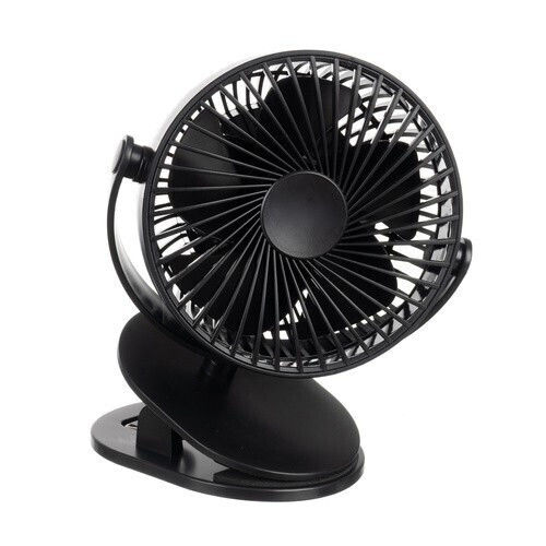 Ventilator De Birou Wireless Zola 3 Niveluri De Viteză Mod Undă 5 W Rotire 360° Montare Cu Clip Reîncărcabil Cablu Usb Negru