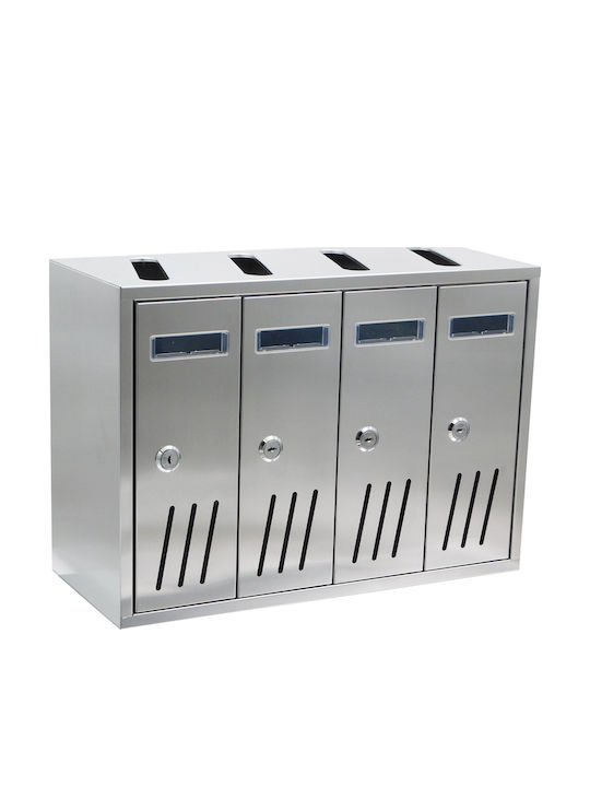 Cutie Poștală pentru Bloc Metalic în Culoarea Argint 42x16x33cm