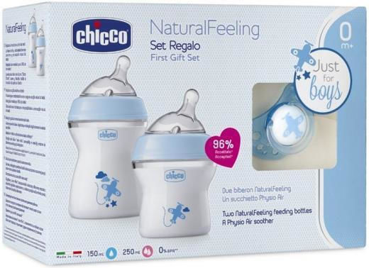 Chicco Set Plastic Baby Bottles with Silicone Teat for 0+ Months Blue 250ml 2 Pieces