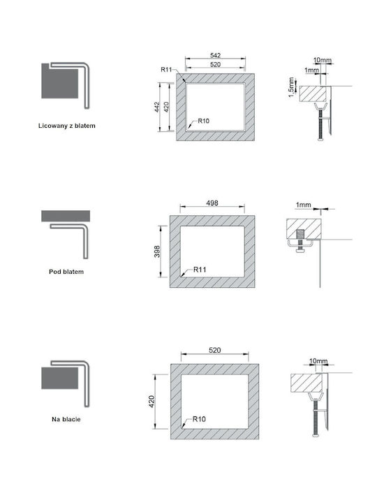 Globalo Unterbau Küchenspüle Inox M44xB54cm Graue