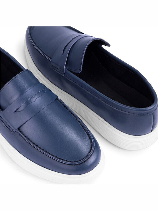 Leder Herren Mokassins in Blau Farbe