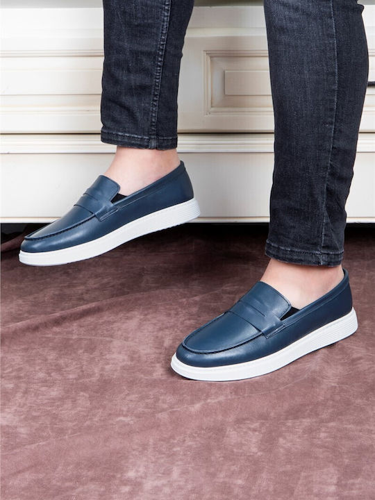 Leder Herren Mokassins in Blau Farbe