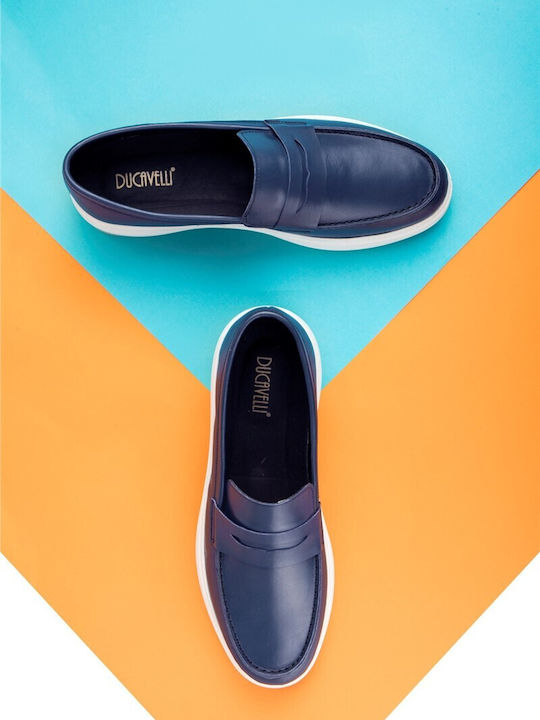 Leder Herren Mokassins in Blau Farbe