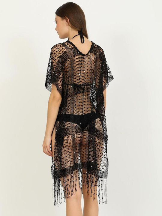 Doca Damenbademode Kaftan Schwarz