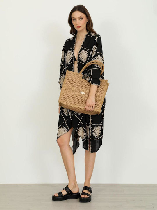 Doca Damenbademode Kaftan Schwarz