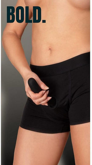 Black Underwear Strap On Silicone Dildo Dreamtoys Bold Rex Strap On Short Dildo Black 15.5cm