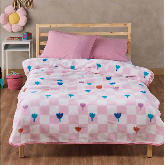 Kentia Κουβέρτα Βελουτέ Beggy Beggy Pink 220x160εκ.