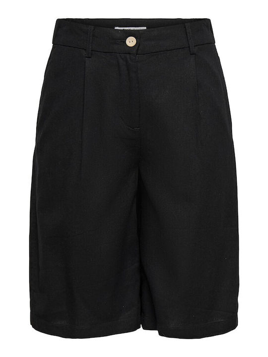 Women's Linen Black Bermuda