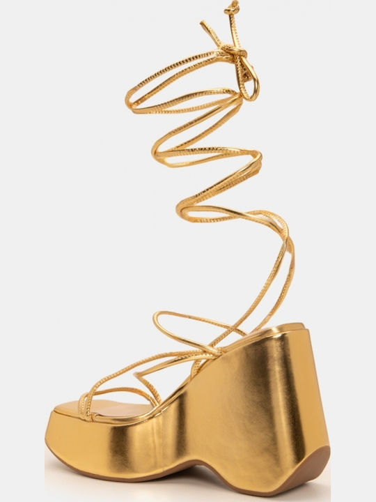 Sommer Damenplattformen Gold