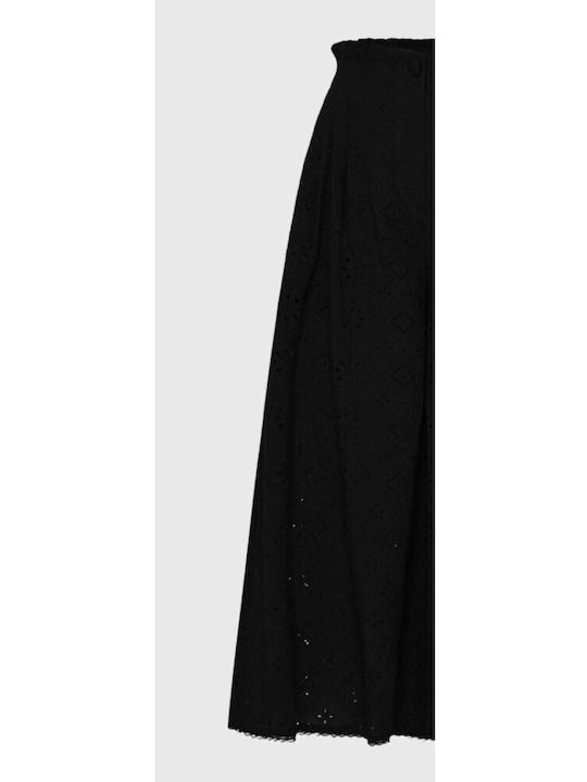 Damen Hochgeschnittene Baumwollpantaloona in Entspannte Passform Schwarz FBL013-121-02-Schwarz