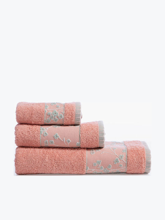 Nef-Nef Homeware Hand Towel Floriva Coral 30x50cm Coral Weight 500gsm
