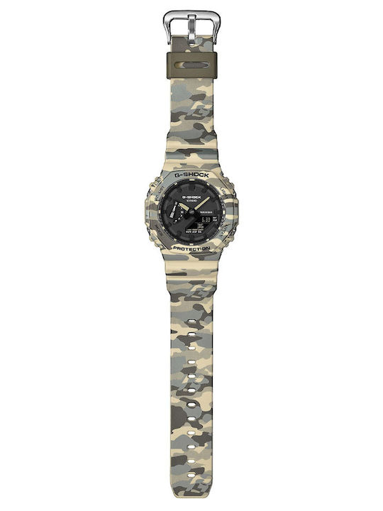 Casio Ανδρικό Ρολόι Μπαταρίας με Μπεζ Καουτσούκ Λουράκι