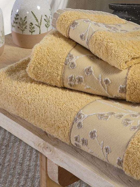 Nef-Nef Homeware Кърпа За Ръце Floriva 30x50см Жълта Тегло 500гр/м²