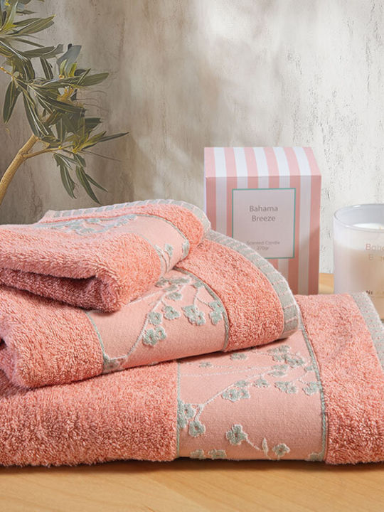 Nef-Nef Homeware Hand Towel Floriva Coral 30x50cm Coral Weight 500gsm
