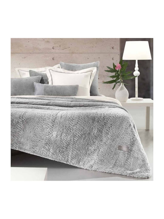 Guy Laroche Crusty Σετ Κουβέρτα Γούνινη Υπέρδιπλη 220x240εκ. Silver