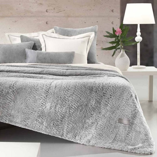 Guy Laroche Crusty Set Furry Blanket Super Double 220x240cm Silver