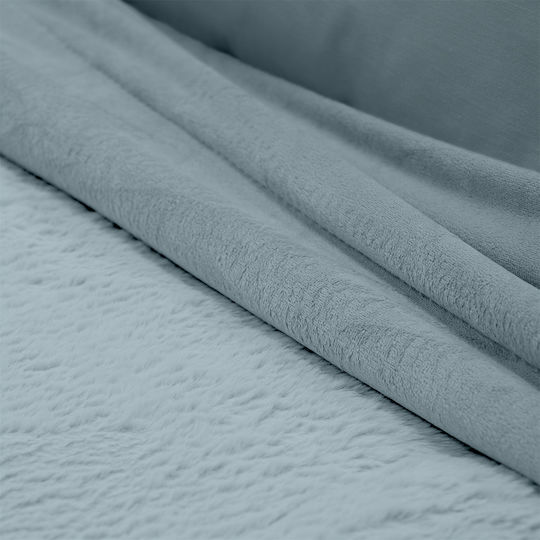 Lino Home Hare Κουβέρτα Γούνινη Διπλή 200x220εκ. Petrol