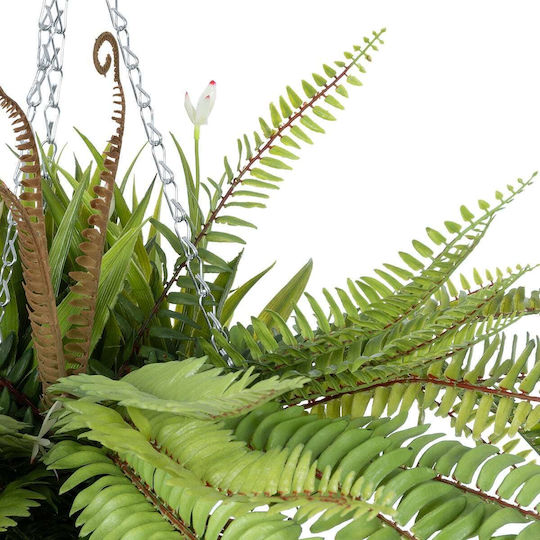 Globostar Artificial Garden Fern Hanging Bouquet Plant 20629 Artificial Hanging Decorative Fern Plant H56cm