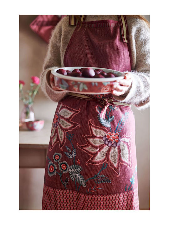 PiP Studio Flower Festival Scallop Πετσέτα Κουζίνας από 100% Βαμβάκι Dark Pink 70x50cm