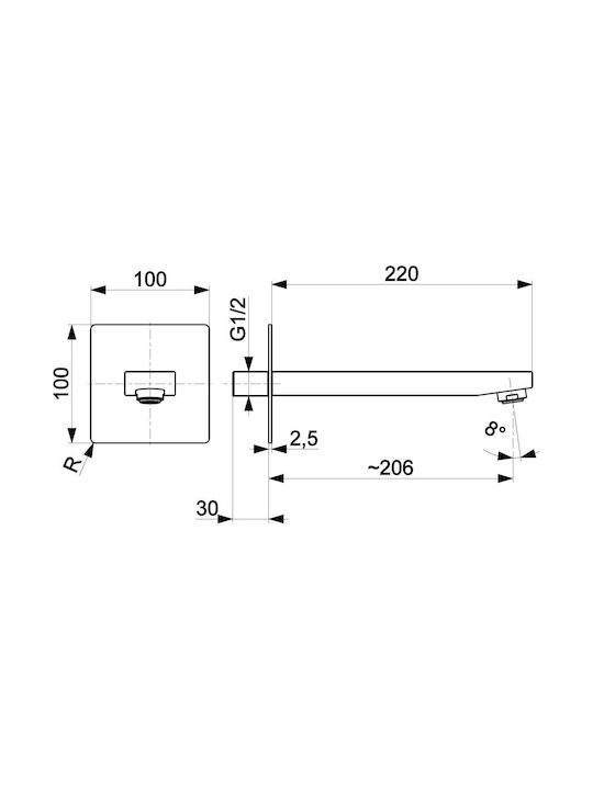 KFA Built-In Faucet Outflow For Silver Bathtub