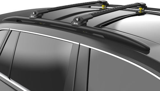 Turtle Roof Bars Aluminum Air1 (with Roof Rack Legs) Black