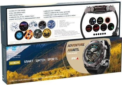 Moxom MX-WH08 Smartwatch με Παλμογράφο (Μαύρο)