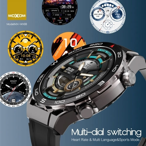 Moxom MX-WH08 Smartwatch με Παλμογράφο (Μαύρο)