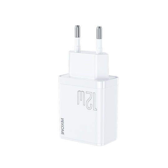 WK Φορτιστής GaN με Θύρα USB-A και Καλώδιο micro USB 12W Quick Charge 3.0 Λευκός (WP-U76)