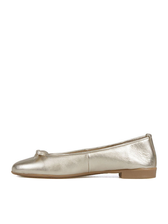 Leather Women's Ballerina Shoes In Gold Colour