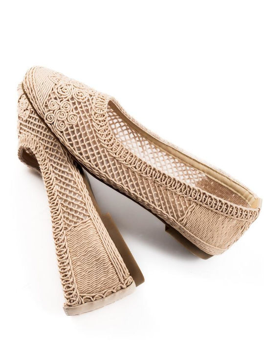 Women's Ballerina Shoes In Beige Colour