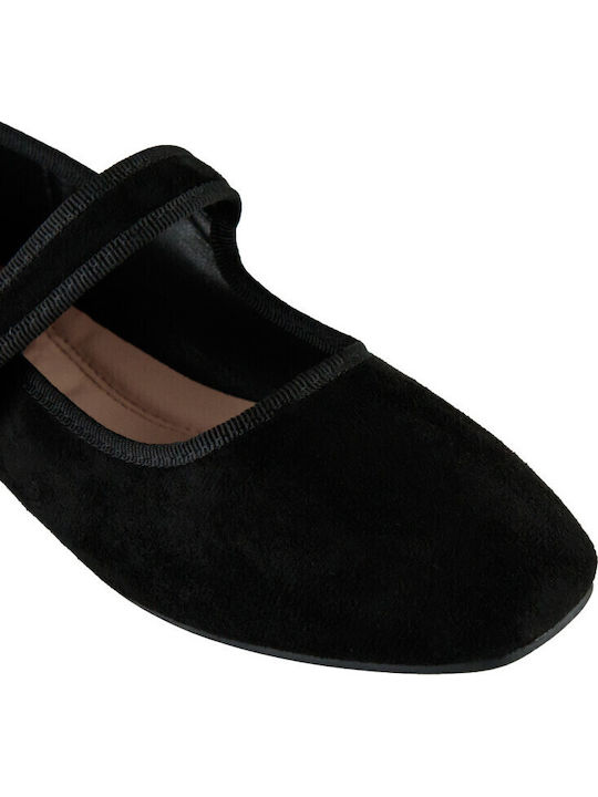 Suede Damen Ballerinas in Schwarz Farbe