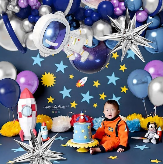 Composition with 108 Blue Astronauts Balloons