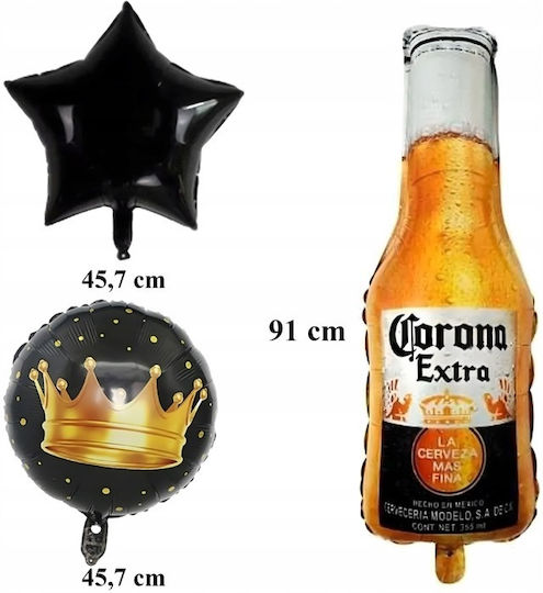 Set 5 Baloane Rotunde Zi De Naștere Folie Negre Jumbo 91cm