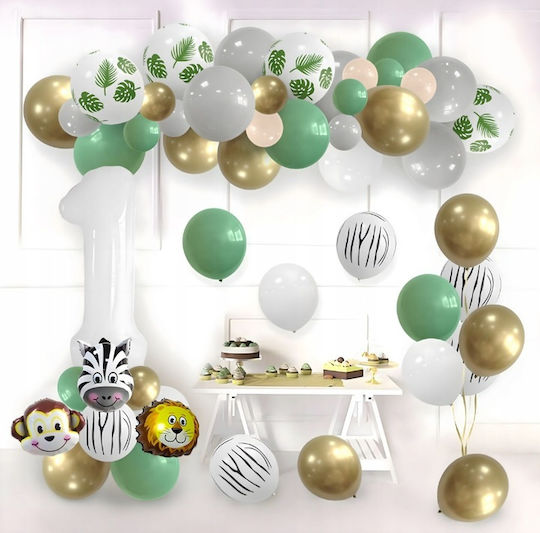 Zusammensetzung mit 52 Luftballons Nummern 1 Grüne