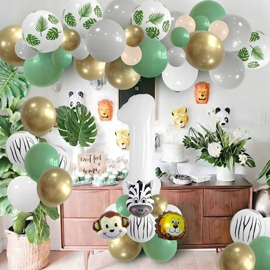 Zusammensetzung mit 52 Luftballons Nummern 1 Grüne