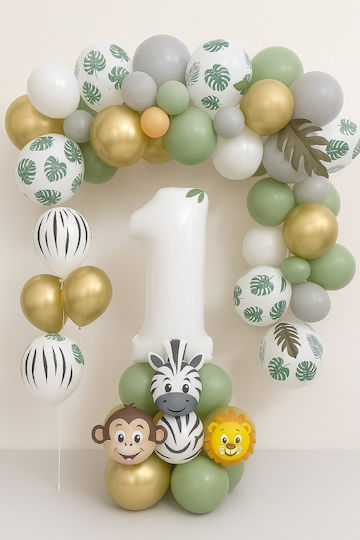 Zusammensetzung mit 52 Luftballons Nummern 1 Grüne