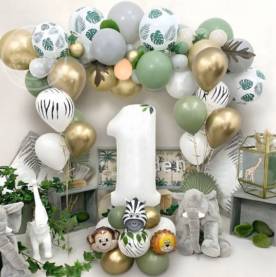 Zusammensetzung mit 52 Luftballons Nummern 1 Grüne