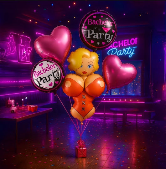 Set 5 Rund Luftballons Folie Mehrfarbig