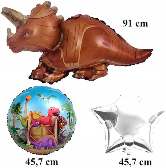 Set 5 Baloane Inimi Dinozauri Folie Maro Jumbo 91 cm