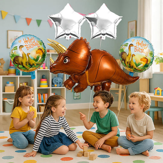 Set 5 Baloane Inimi Dinozauri Folie Maro Jumbo 91 cm