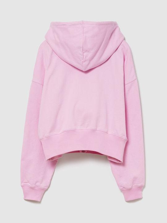 Long Women's Hoodie Cardigan Sweatshirt with Hood Primrose Pink