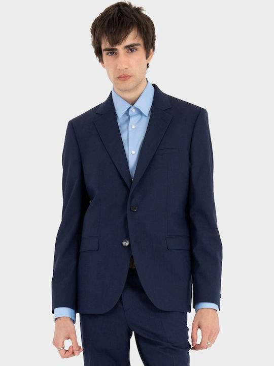 Winter Men’s Suit Jacket With Slim Fit Dark Blue