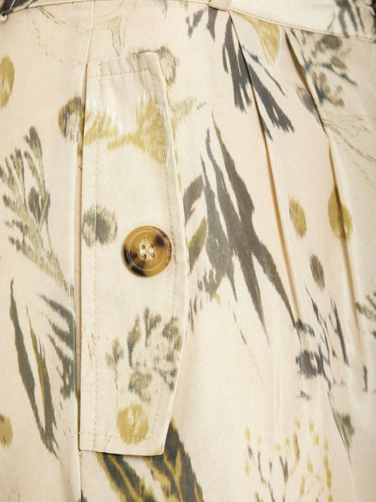 Women's Fabric Cargo Trousers Beige