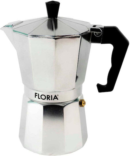 Stovetop Espresso Pot 6 Cups Silver
