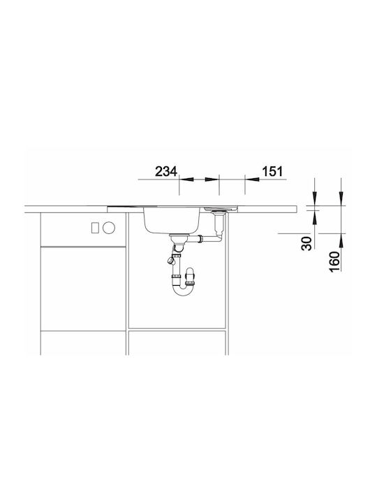 Blanco Corner Drop-In Kitchen Sink Inox Brushed L93xW51cm Gray