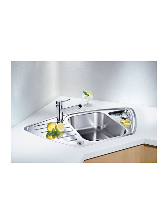 Blanco Corner Drop-In Kitchen Sink Inox Brushed L93xW51cm Gray