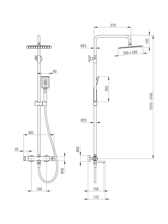 Deante Coloană De Duș Cu Mixer De Cadă Albă Reglabilă Deante Coloană De Duș Cu Mixer De Cadă Albă Reglabilă