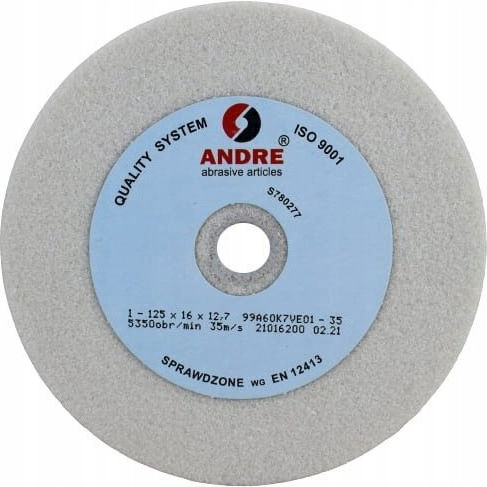 Andre Flat Grinding Wheel 125mm X 16mm X 12.7mm White Type 1