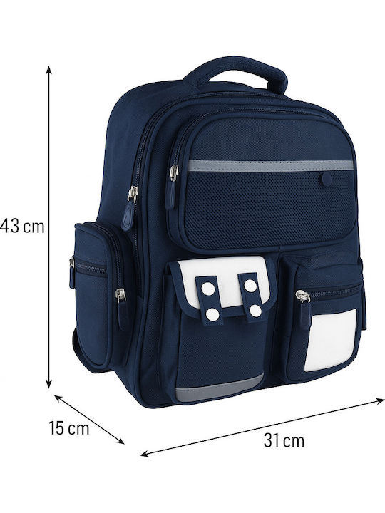 Schulranzen Rucksack Blau mit Flaschenhalter